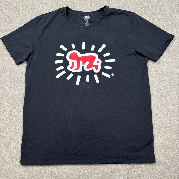 Keith Haring Pop Shop Shirt Mens 2XL XXL Black Short Sleeve Art Tee - Picture 4 of 8